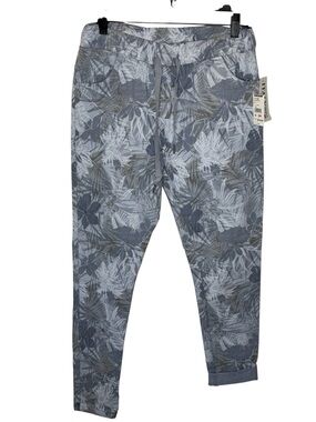 Look Mode Italy Tropical Print Jogger Pants Gray Floral Magic Stretch S/M